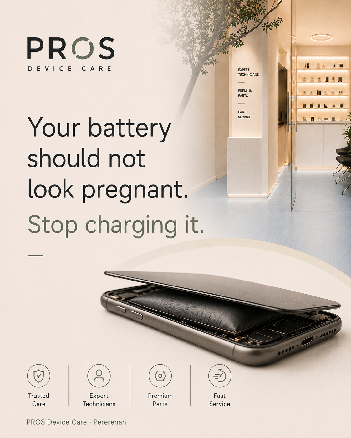 Swollen phone battery warning